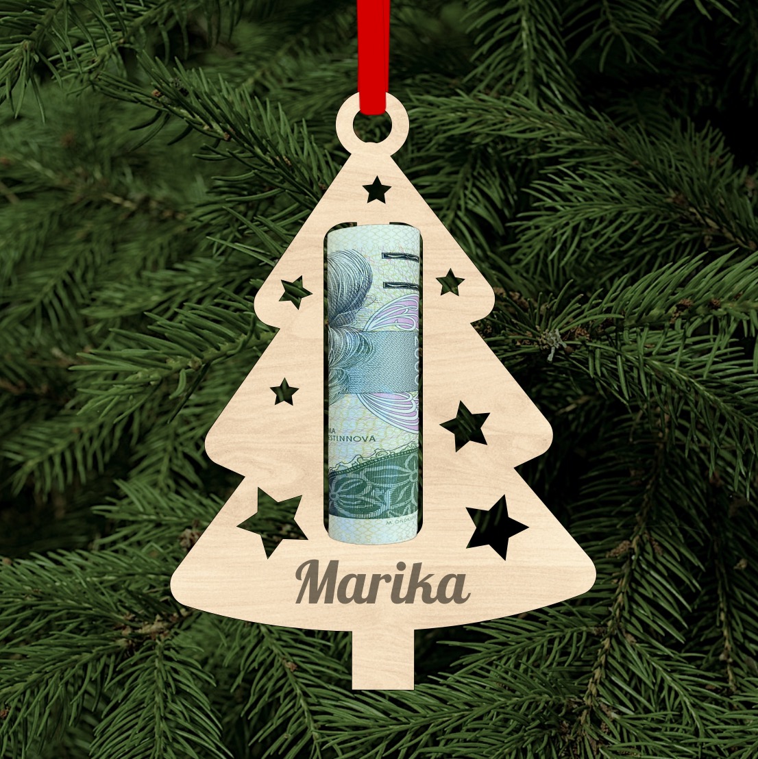 Vánoční ozdoby na peníze