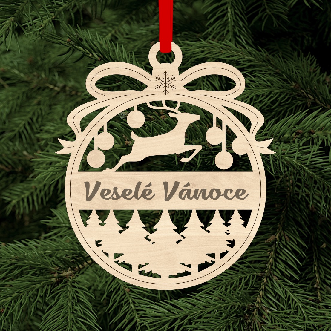 Ozdoby s nápisem Veselé Vánoce