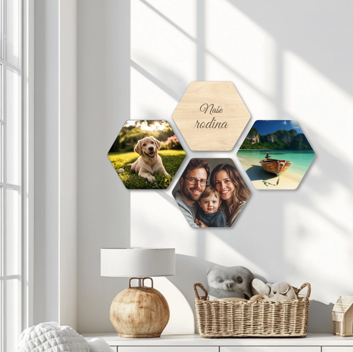 Dřevěný hexagon s vlastní fotkou