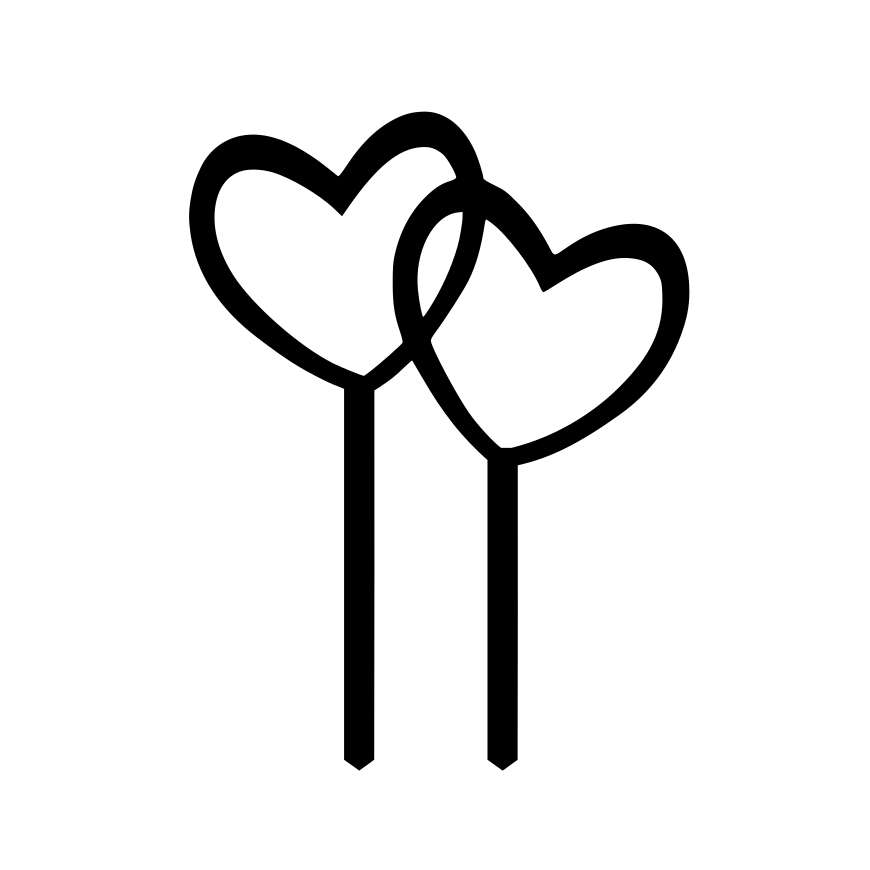 Svatební zápich do dortu - Dvě srdce