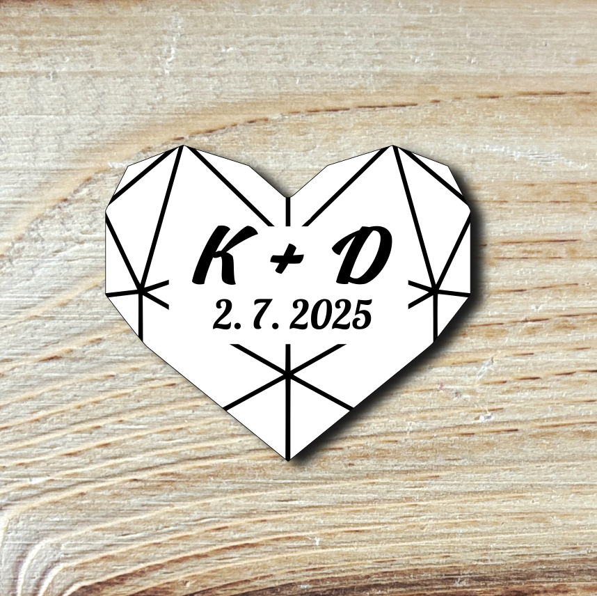 Svatební brož s iniciály (různé barvy)