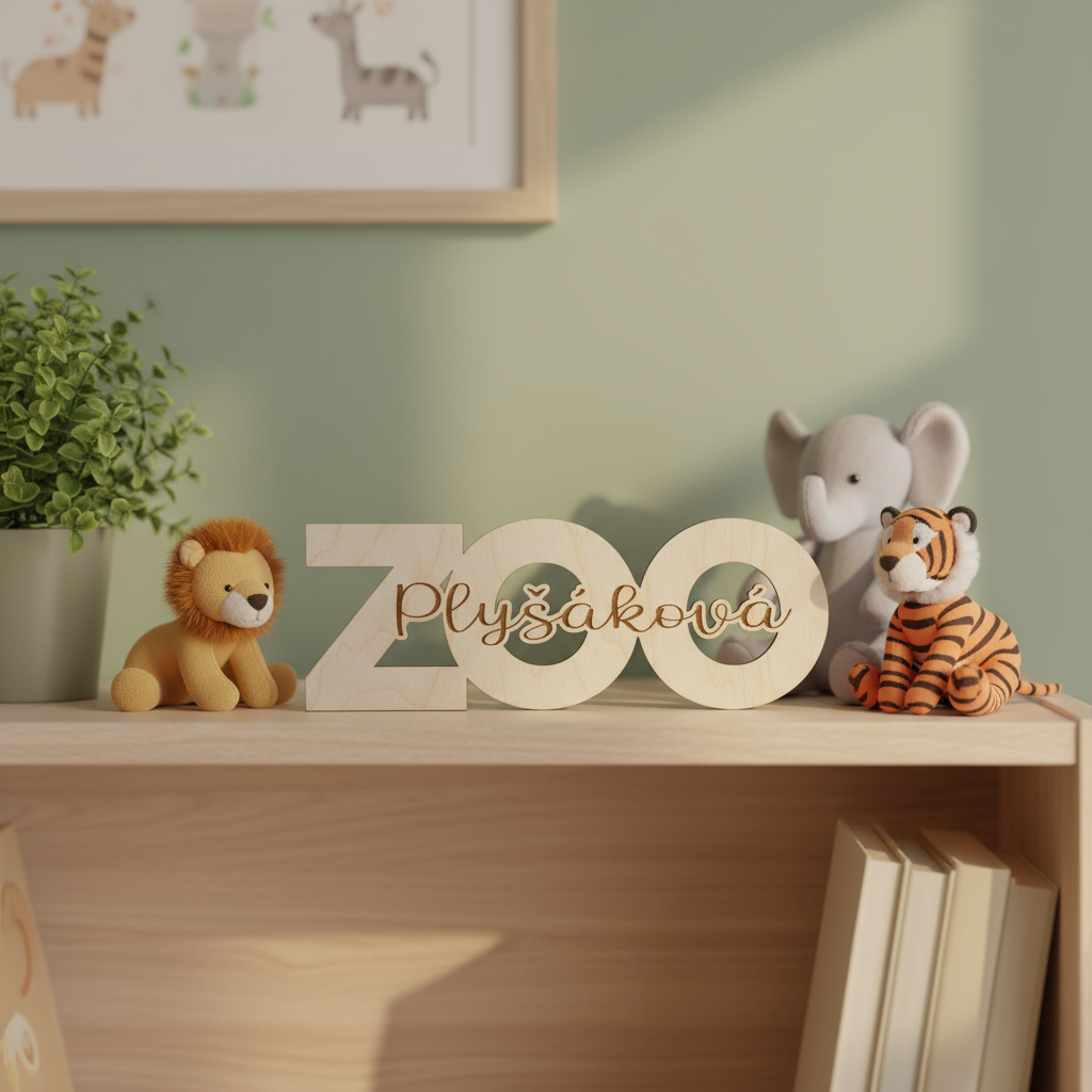 Dřevěný nápis - Plyšáková ZOO