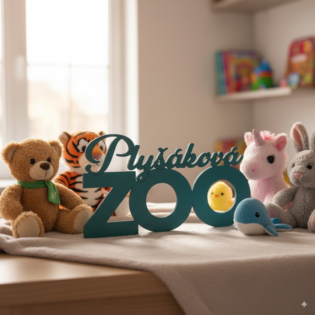 Dřevěný nápis - Plyšáková ZOO