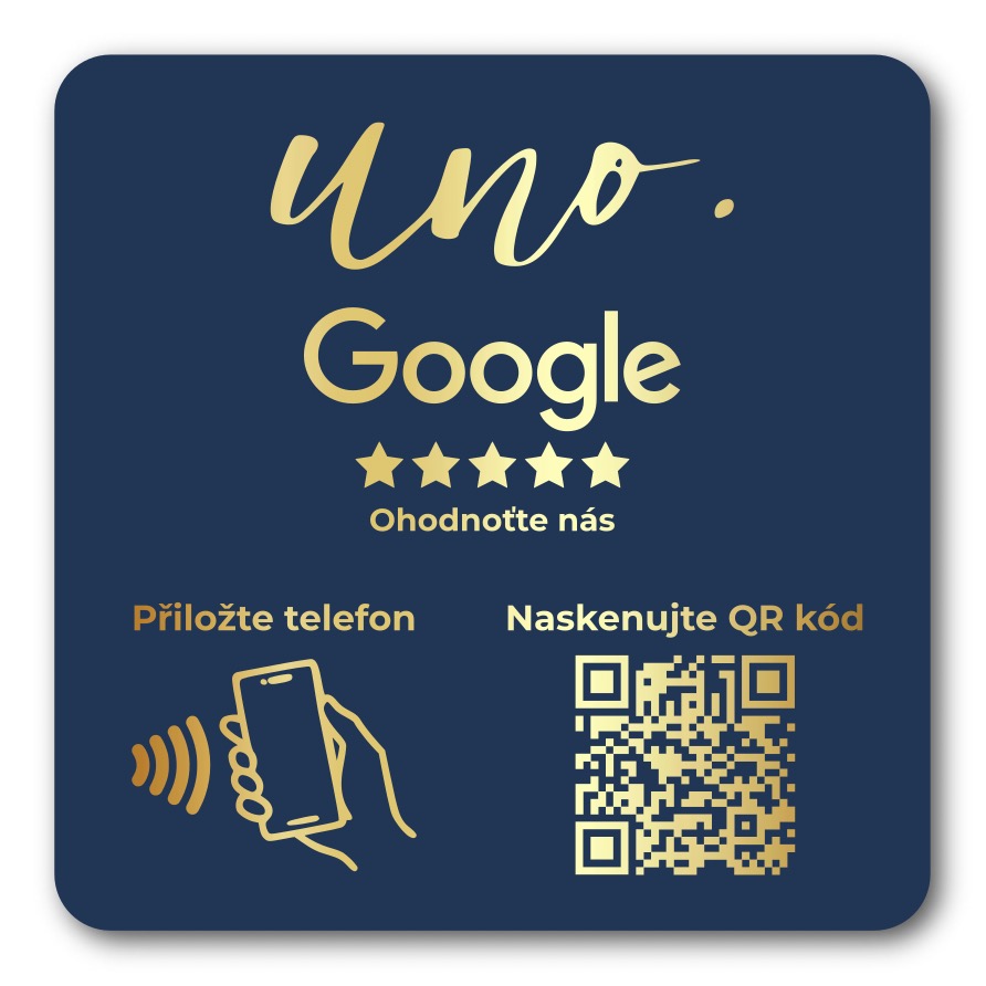 NFC / QR destička pro Google recenze s vlastním logem