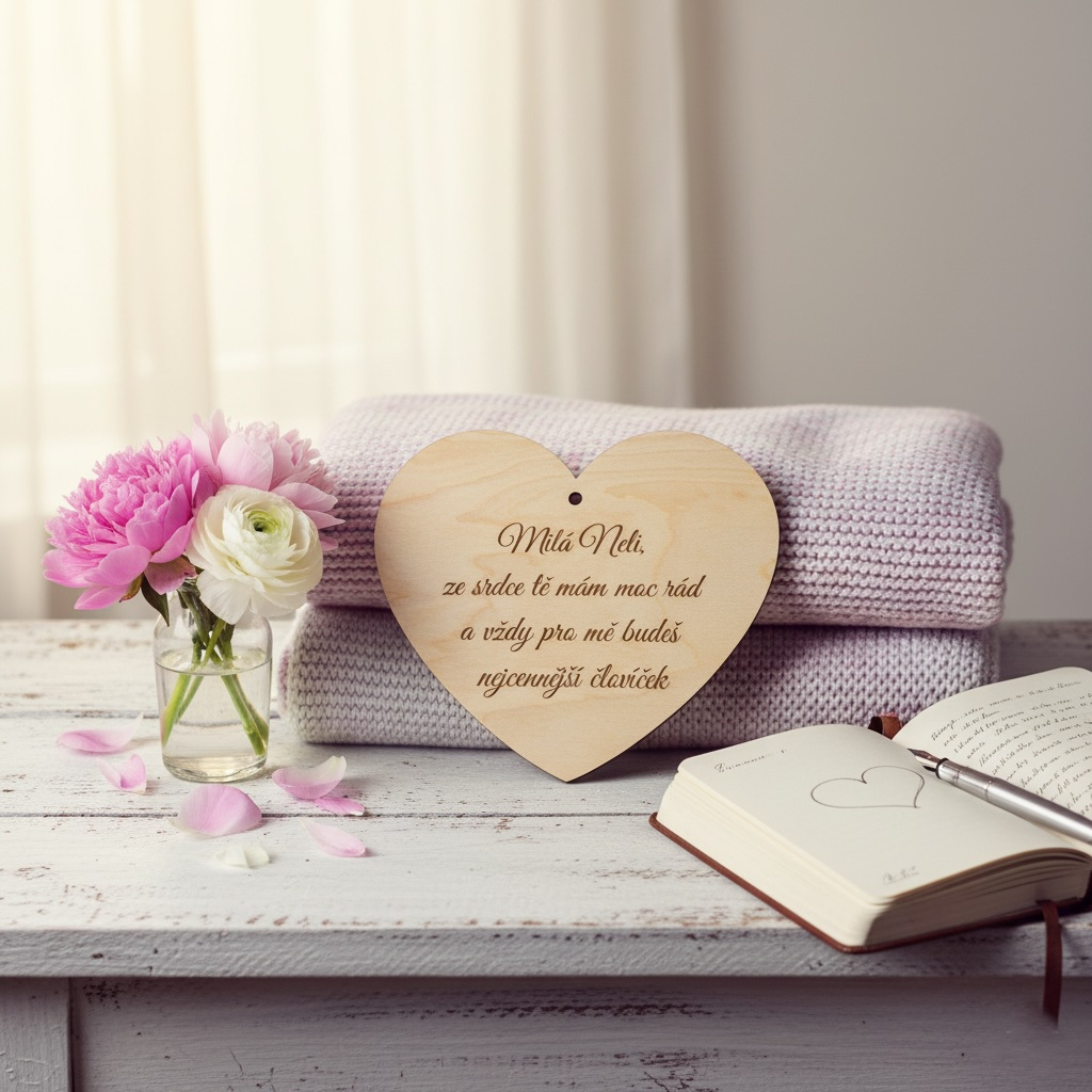Dřevěné srdce s vlastním textem