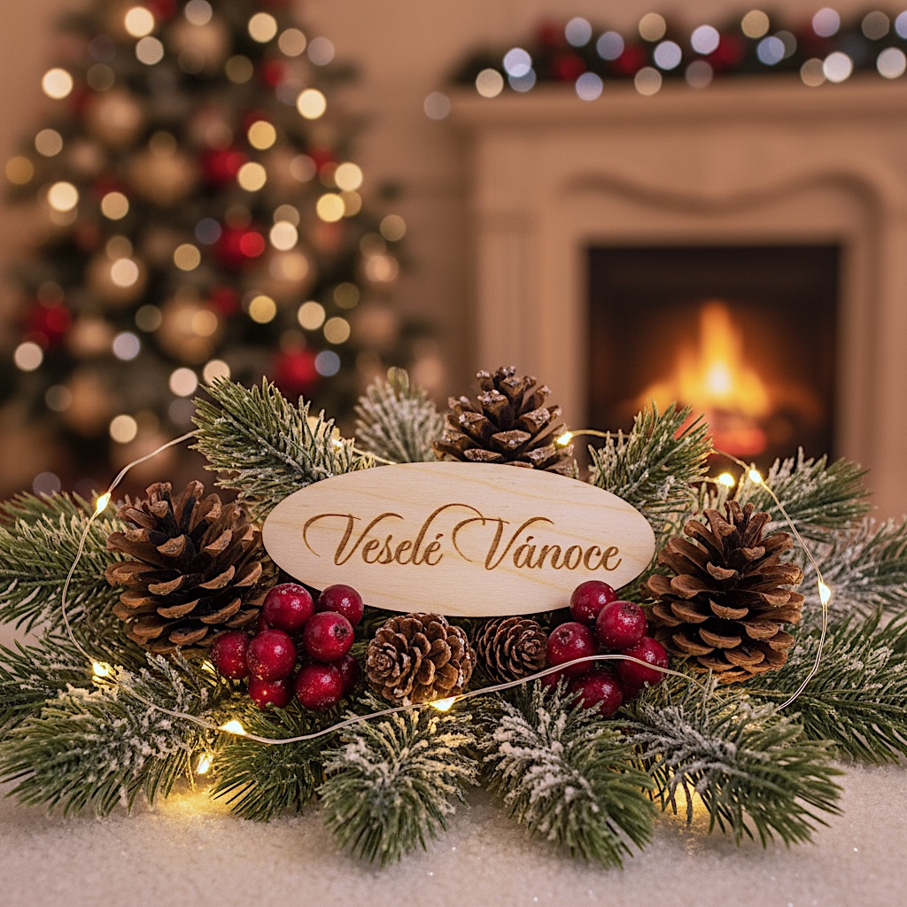 Dřevěná cedulka Veselé Vánoce
