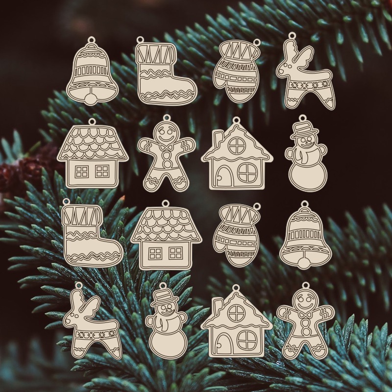 Sada dřevěných ozdob - 20/40 ks