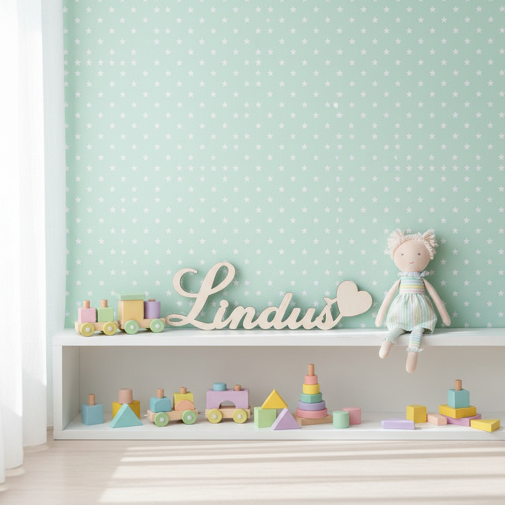 Dřevěné jméno se srdcem