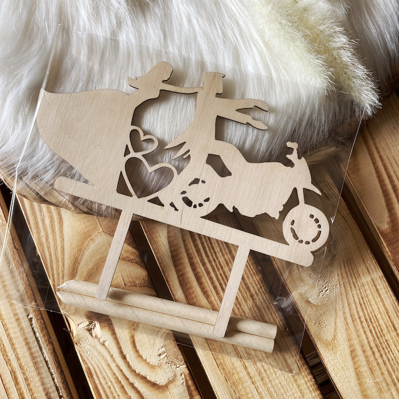 Zápich do dortu - Novomanželé s motorkou