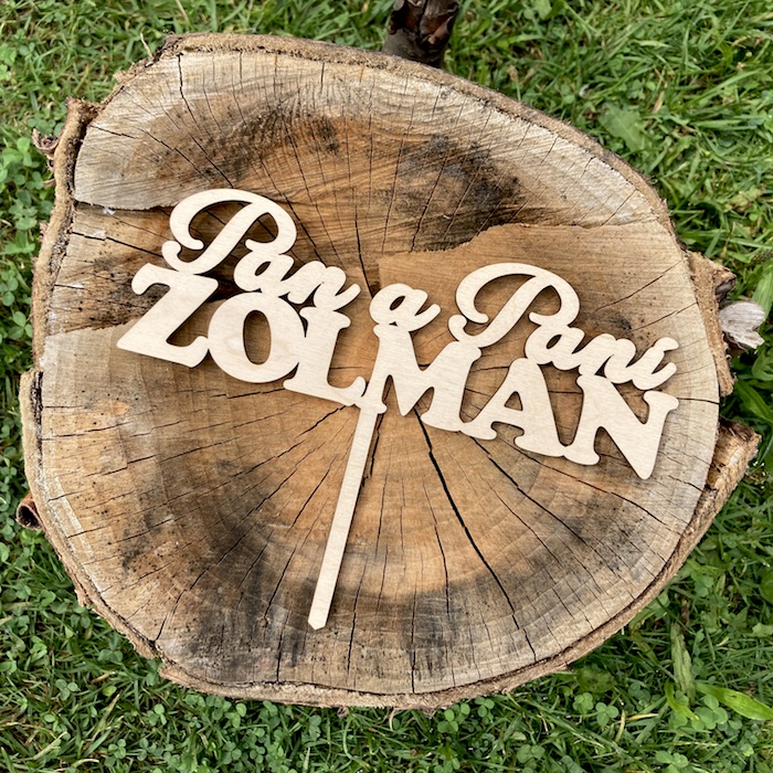 Zápich do dortu - Pan a Paní + příjmení novomanželů