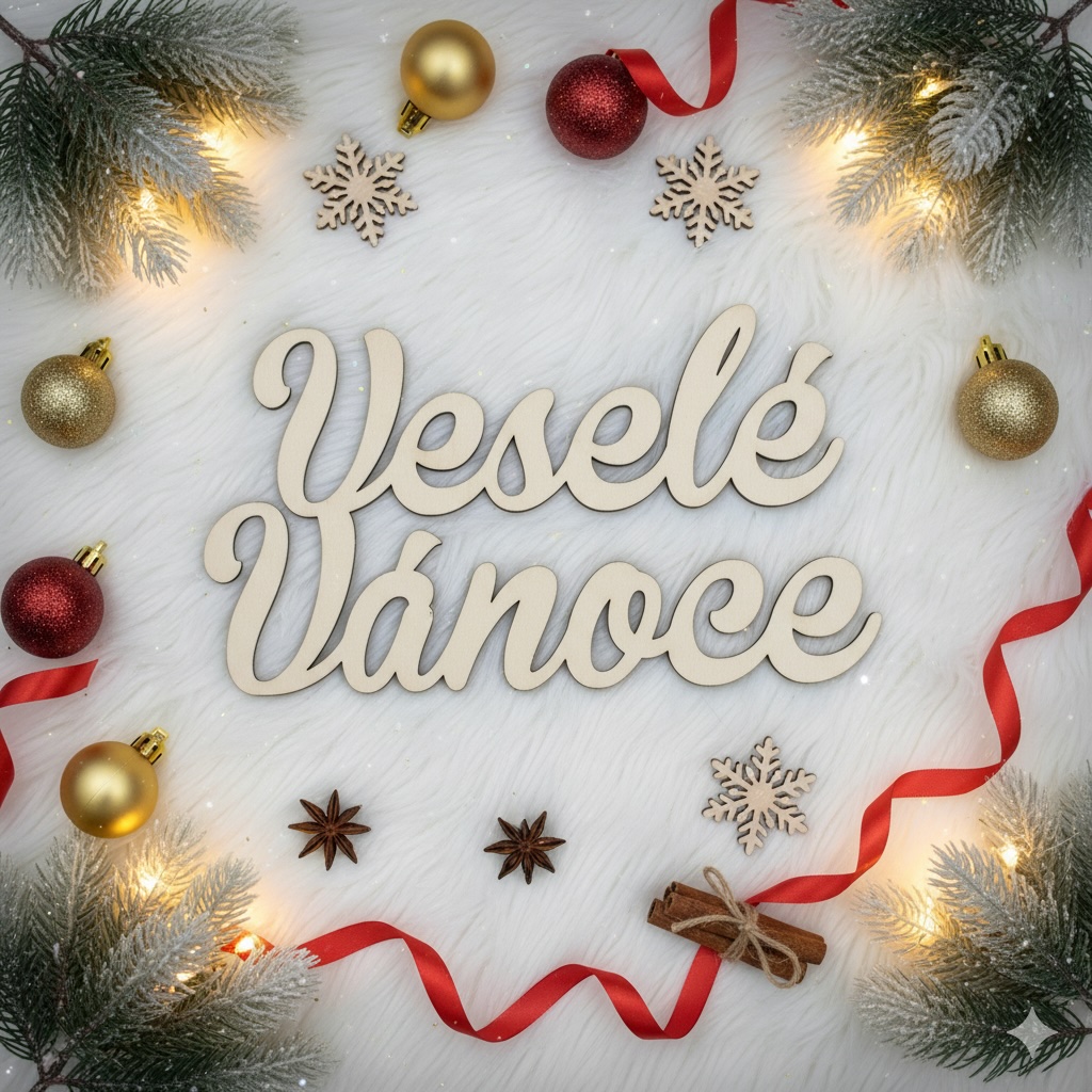 Dřevěný nápis Veselé Vánoce