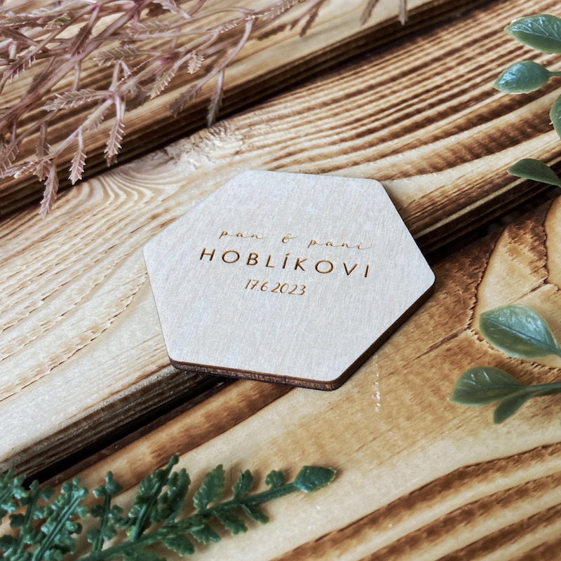 Svatební magnetky hexagon