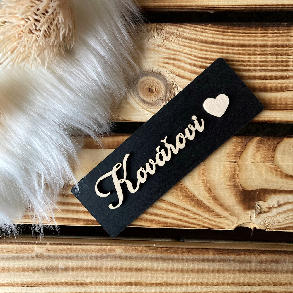 3D jmenovka na dveře se srdíčkem