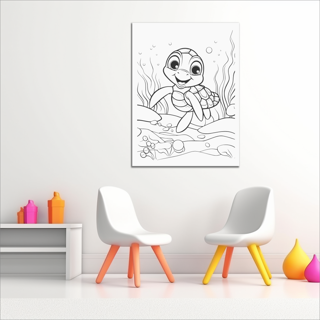 Dětský obraz na plátně k vymalování - Želva