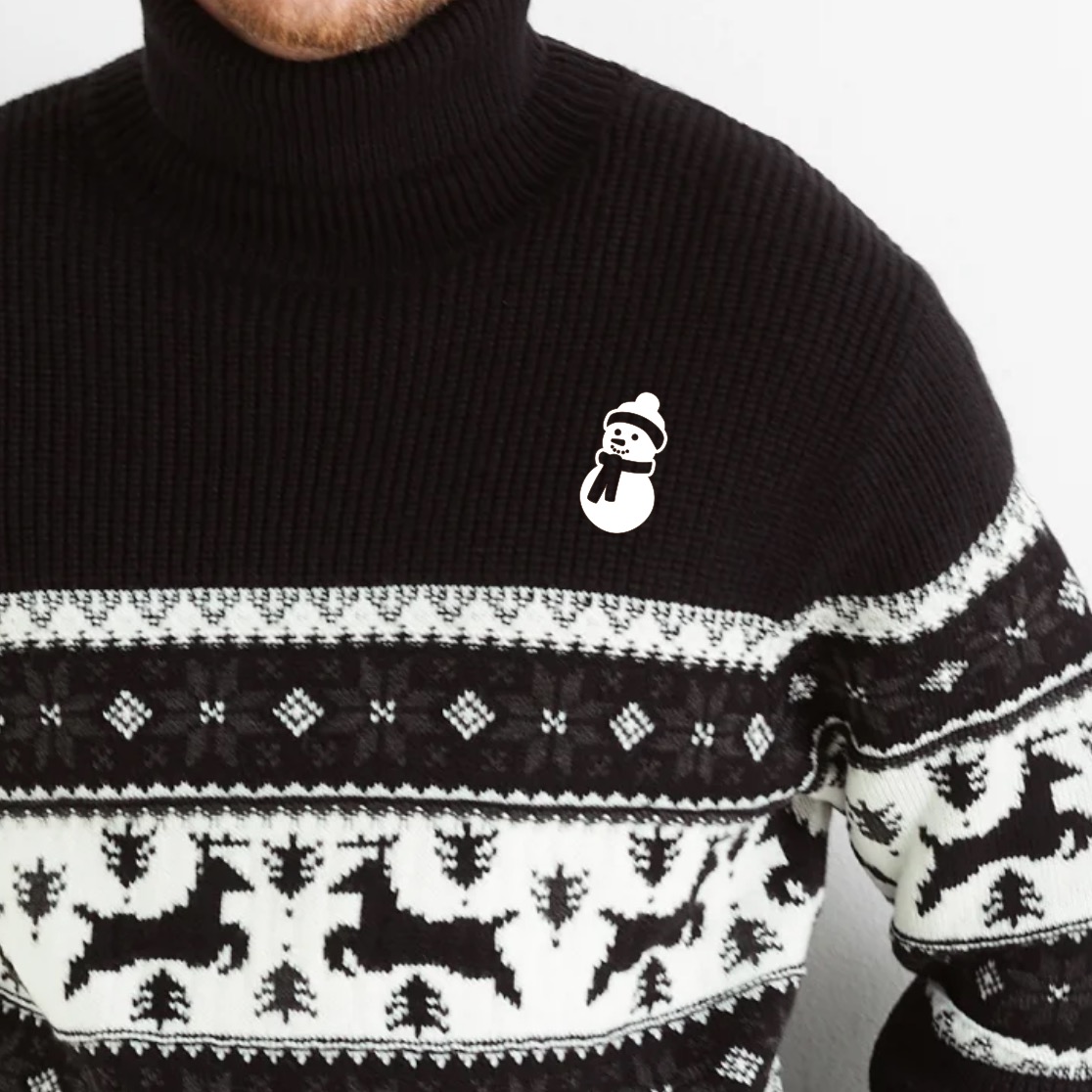 Dřevěná vánoční brož - Sněhulák