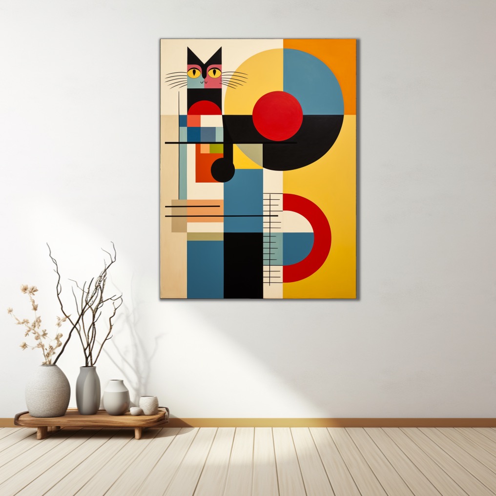 Kubistický obraz s kočkou