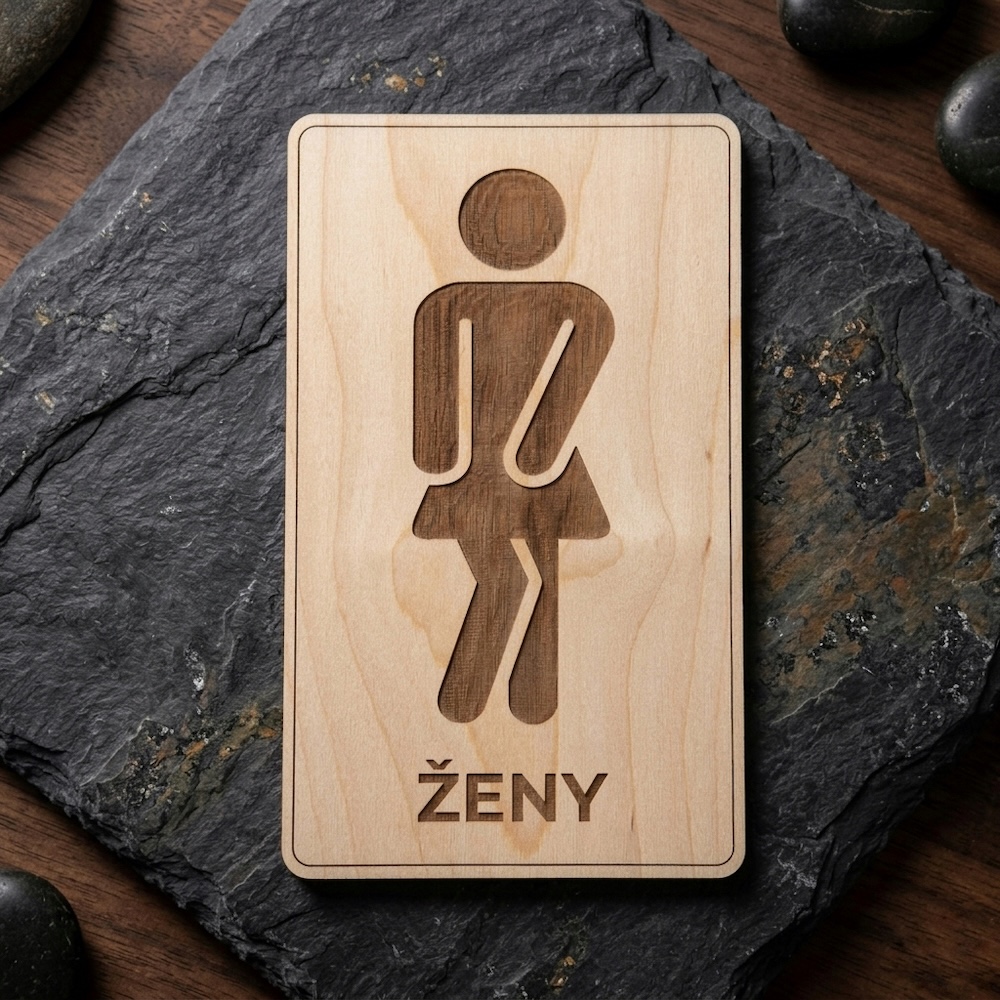 Dřevěná cedulka - WC ŽENY