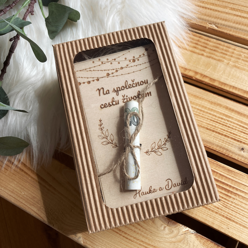 Dřevěné svatební přání