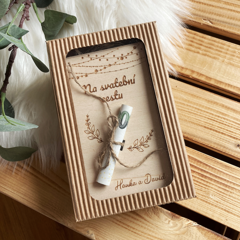 Dřevěné svatební přání