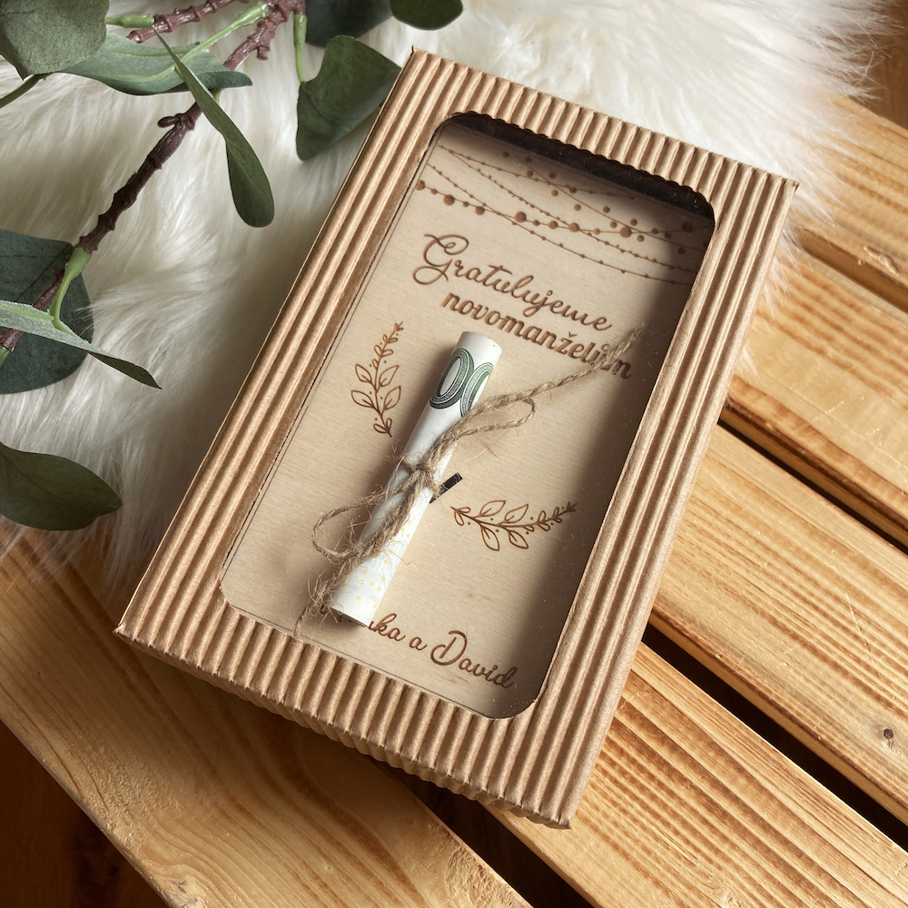 Dřevěné svatební přání