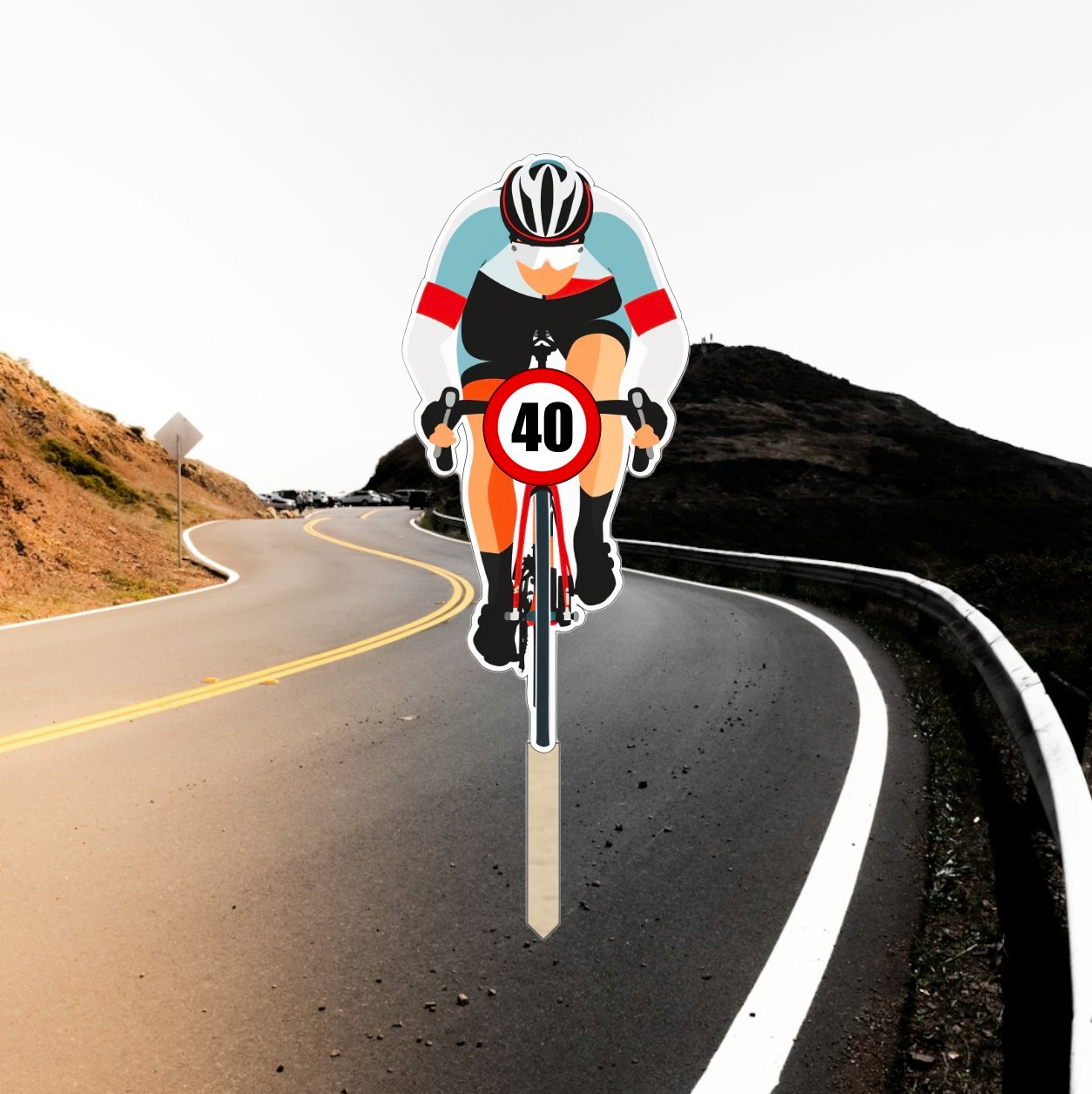 Dřevěný zápich do dortu pro cyklistu