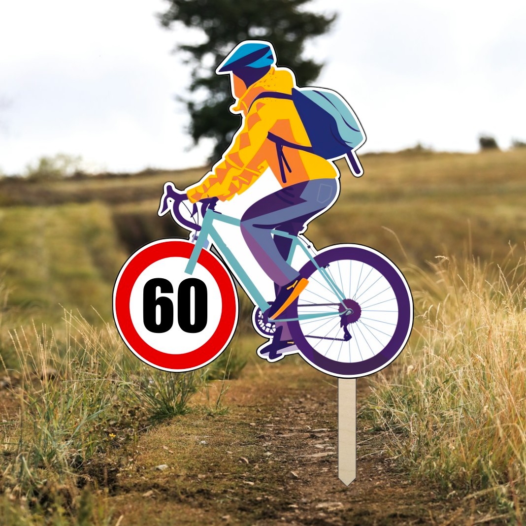 Dřevěný zápich do dortu pro cyklistu