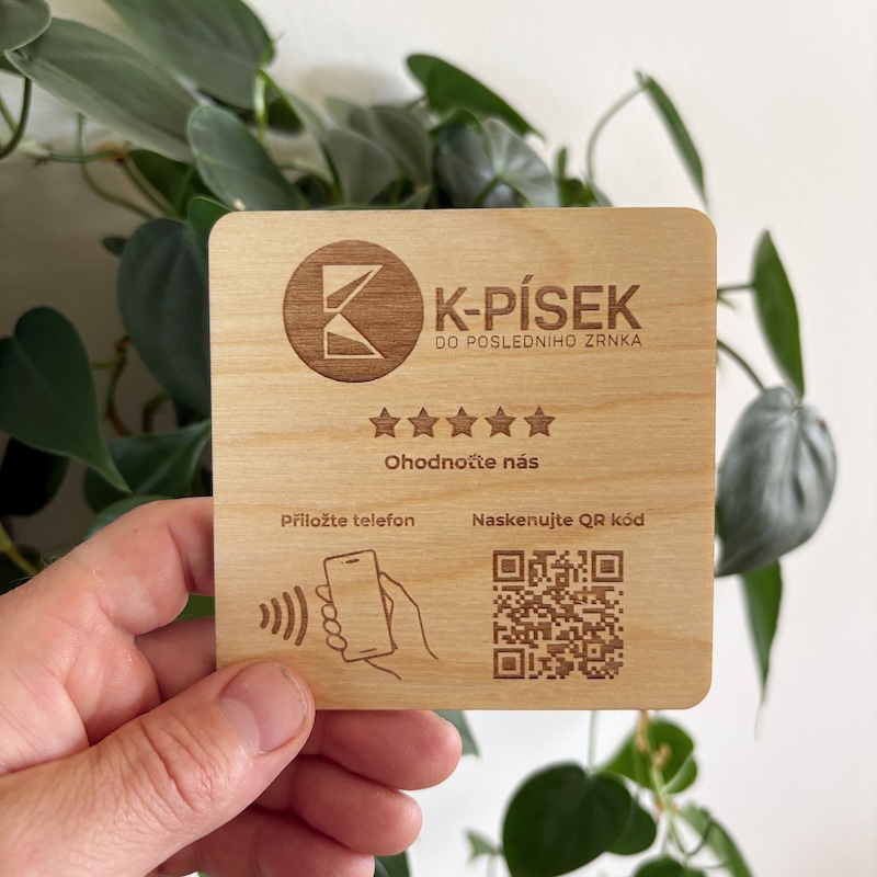 NFC destička pro Google recenze s vlastním logem