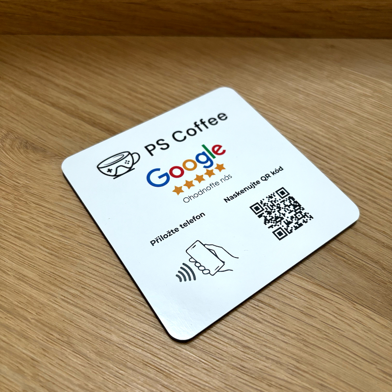 NFC / QR destička pro Google recenze s vlastním logem