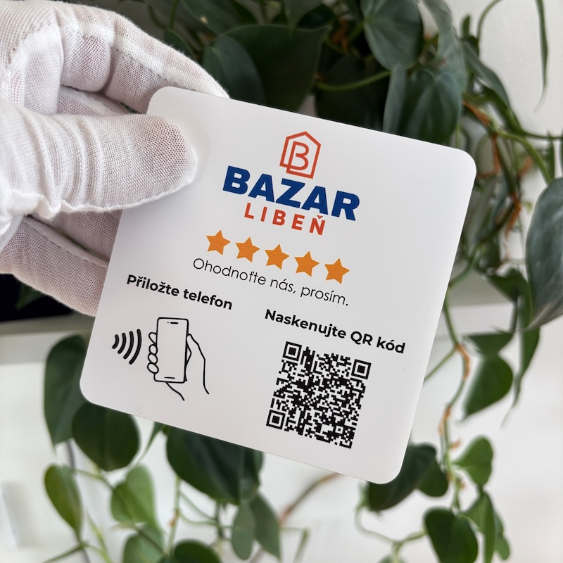NFC / QR destička pro Google recenze s vlastním logem