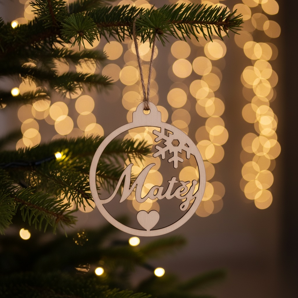 Vánoční ozdoba se jménem a srdíčkem