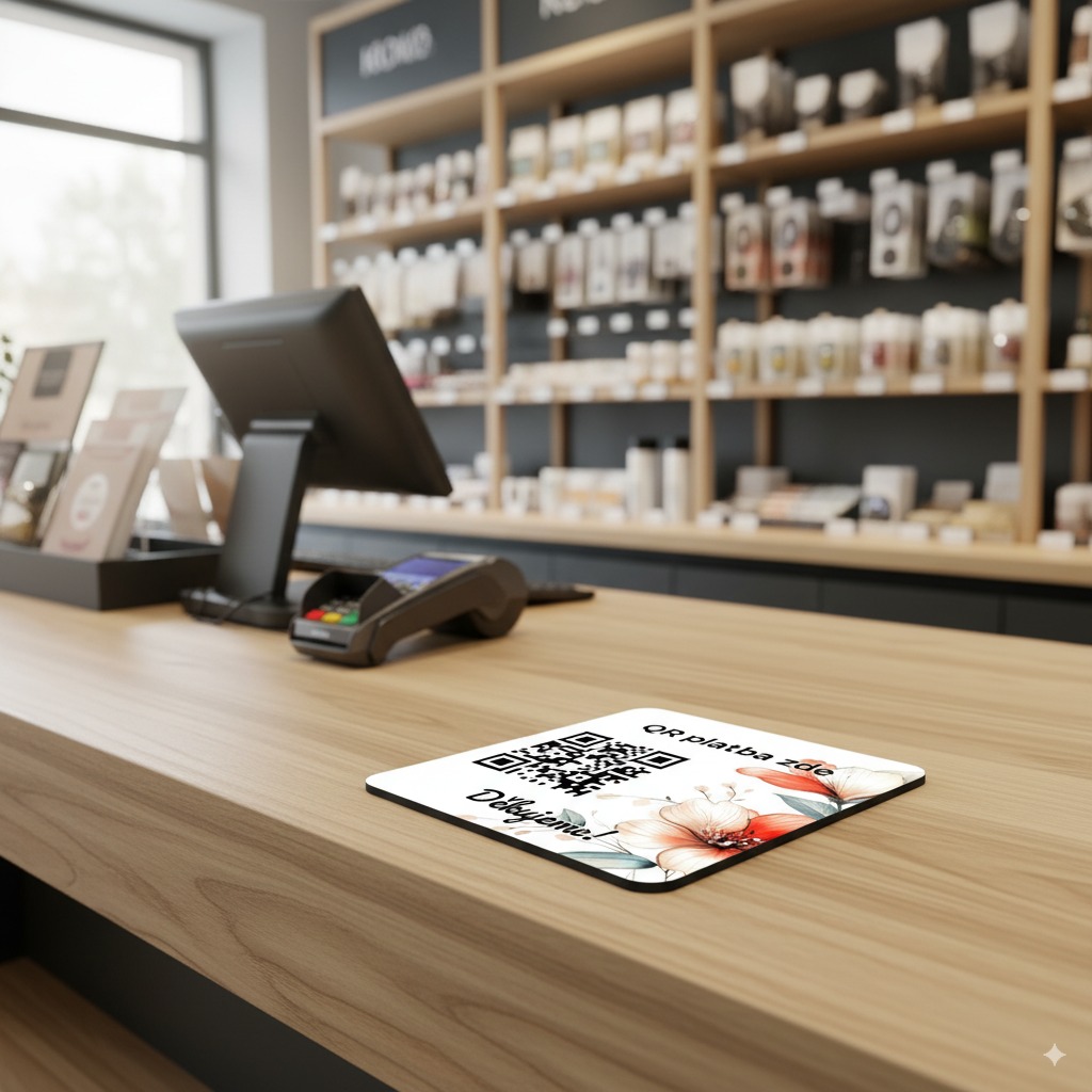 Destička s QR kódem pro přijímání plateb