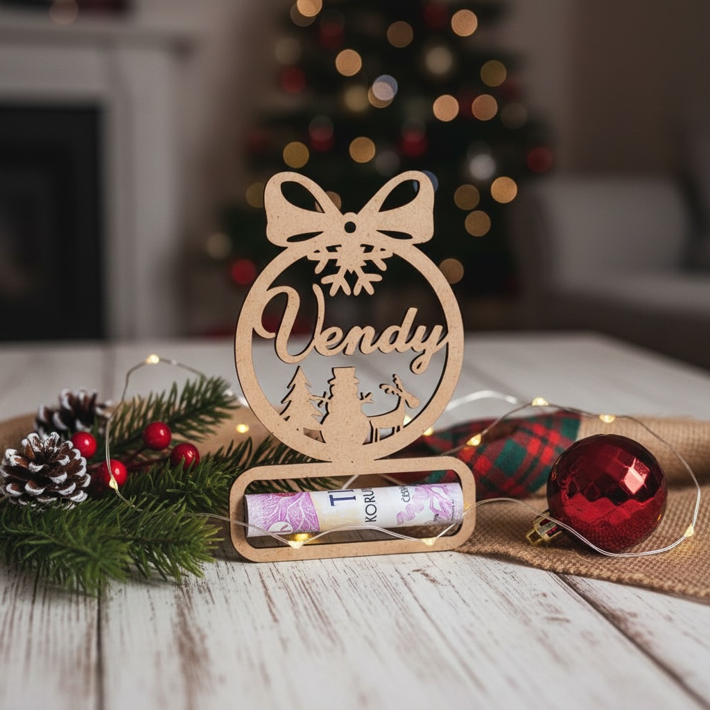 Vánoční ozdoba na peníze se jménem