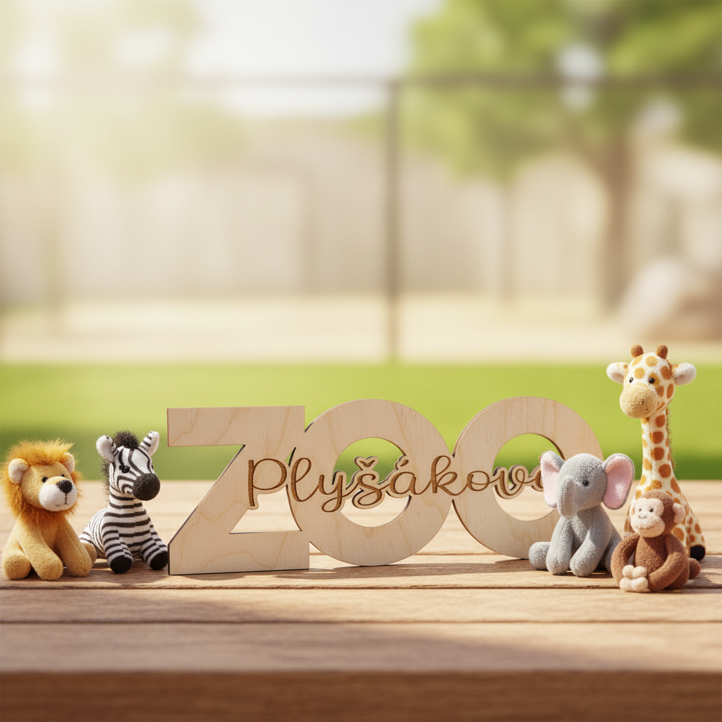 Dřevěný nápis - Plyšáková ZOO