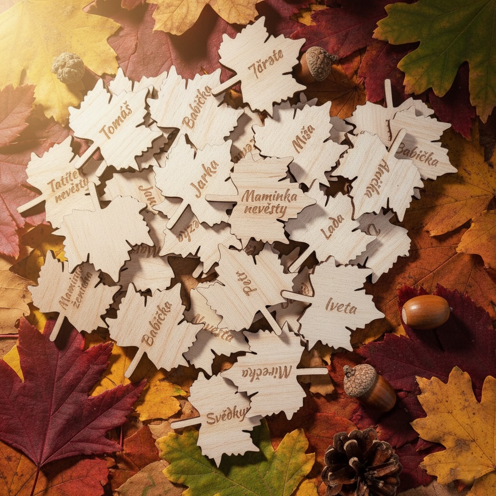 Dřevěné jmenovky - javorový list