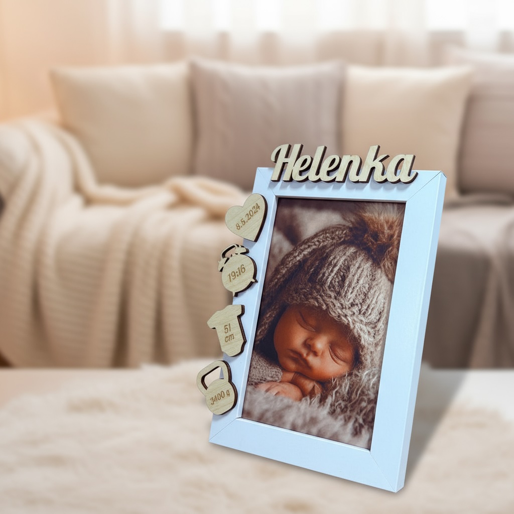 Fotorámeček s porodními údaji