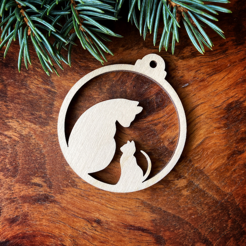 Dřevěná vánoční ozdoba - kočky