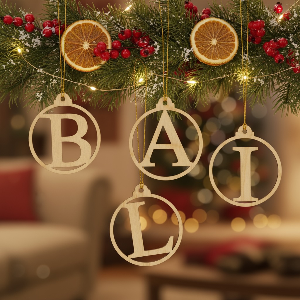 Dřevěná vánoční ozdoba s písmenem