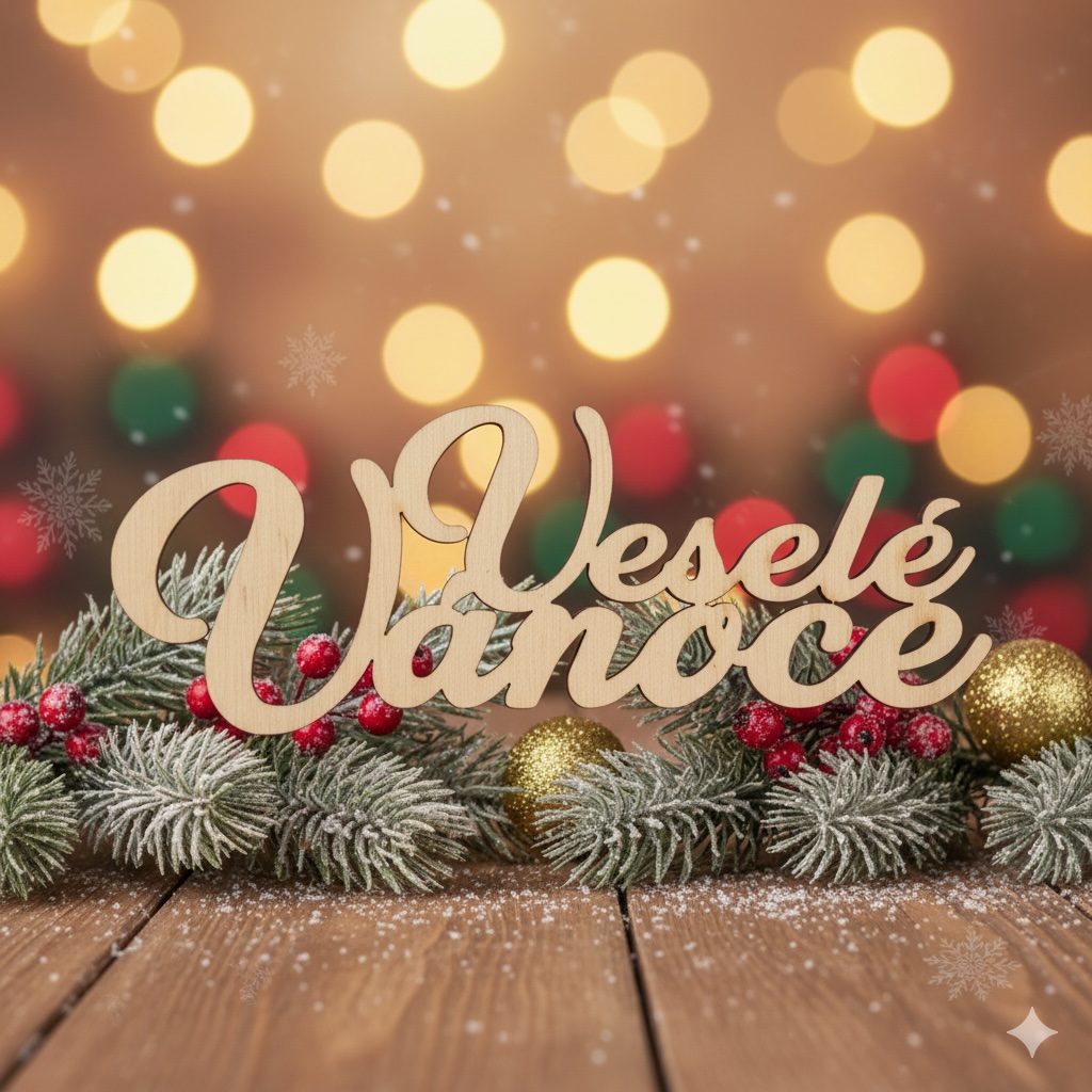 Dřevěný nápis Veselé Vánoce