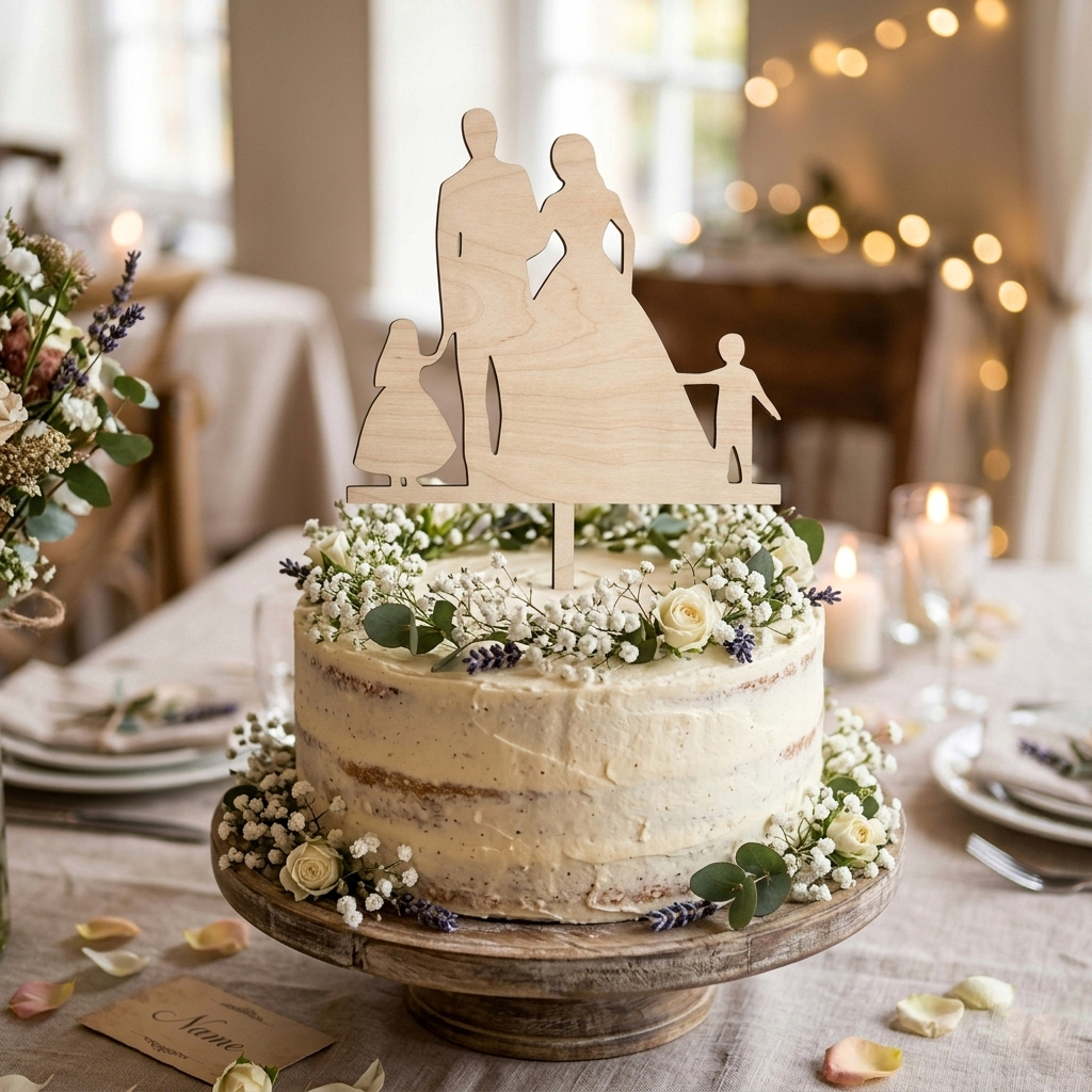 Zápich do dortu - Novomanželé, holčička a chlapeček