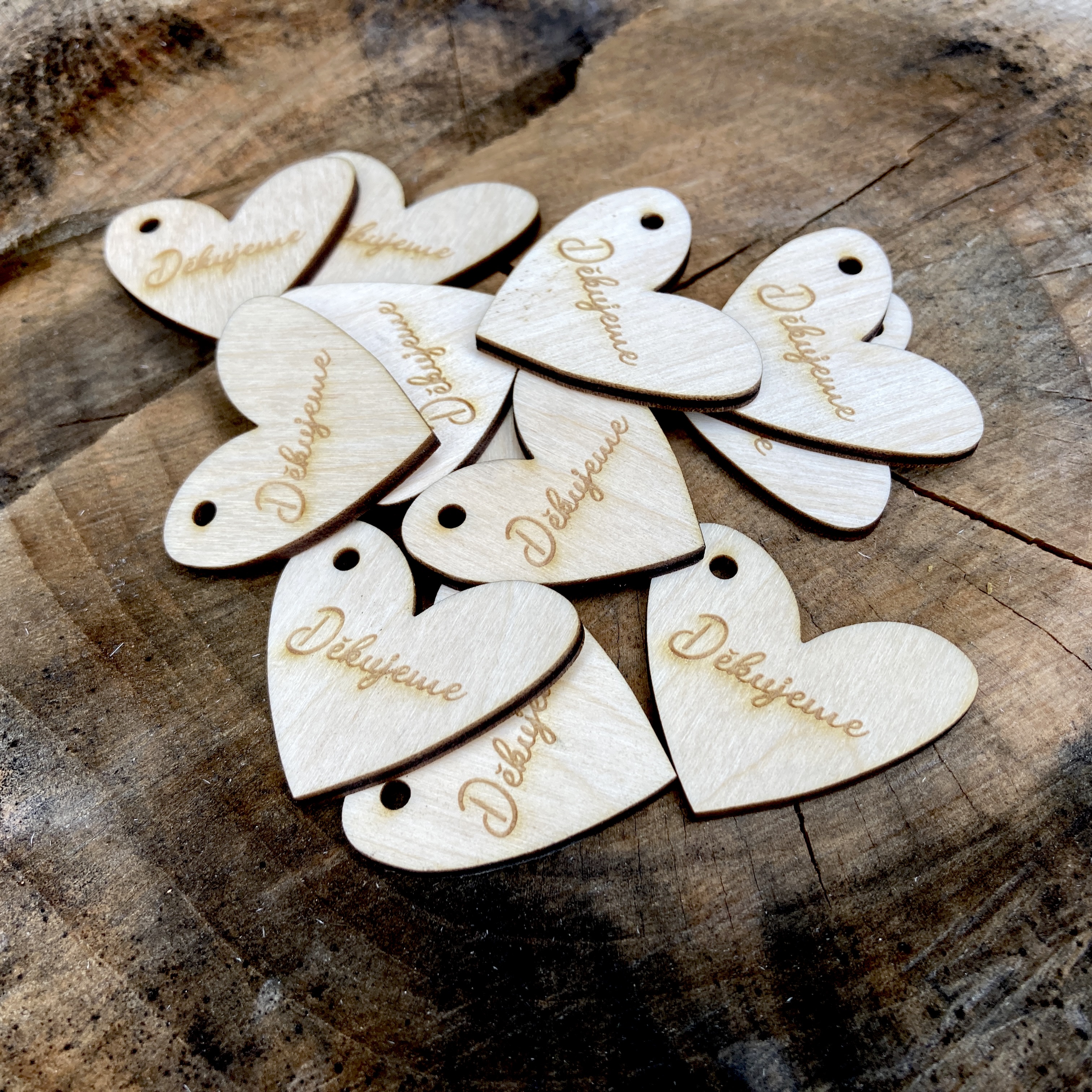 Dřevěné srdíčko - Děkujeme