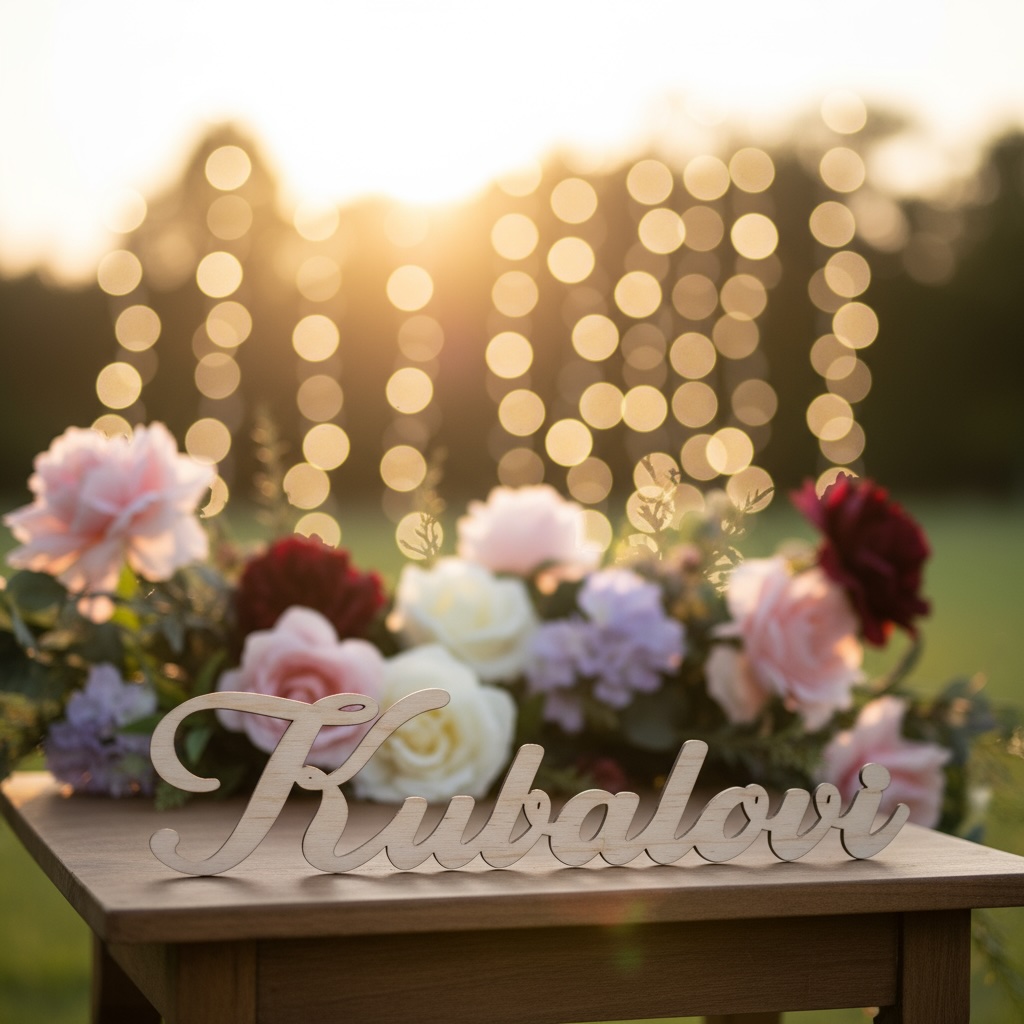 Dřevěné příjmení - bílé