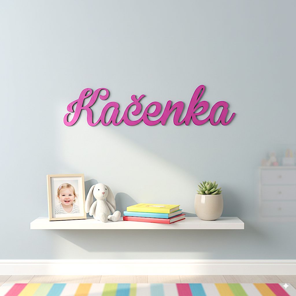 Dřevěné jméno (růžové)