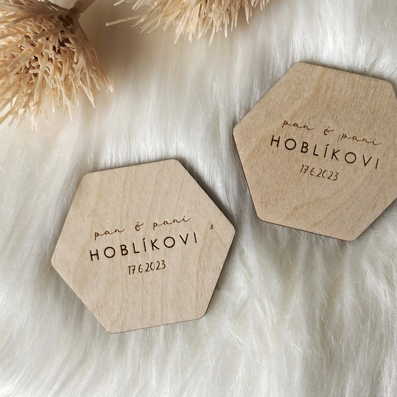 Svatební magnetky hexagon