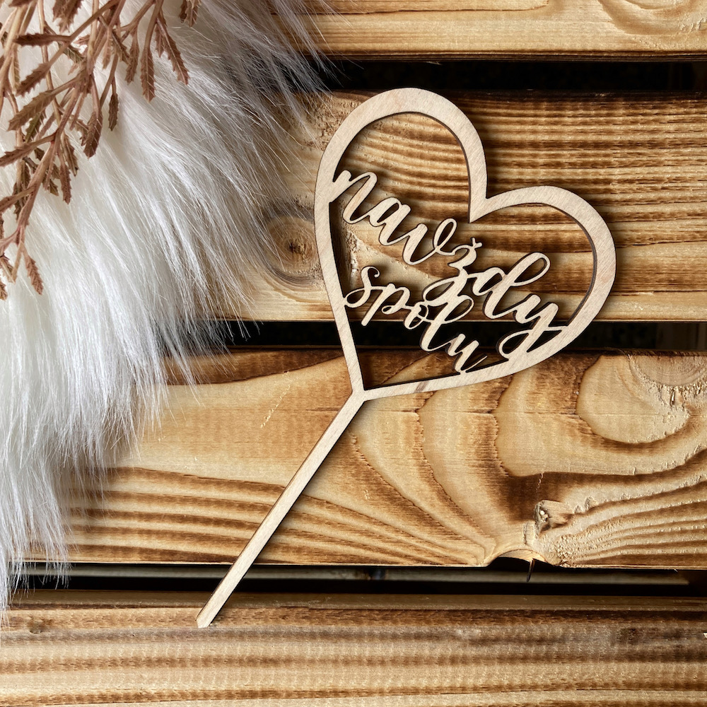 Zápich do dortu srdce - navždy spolu