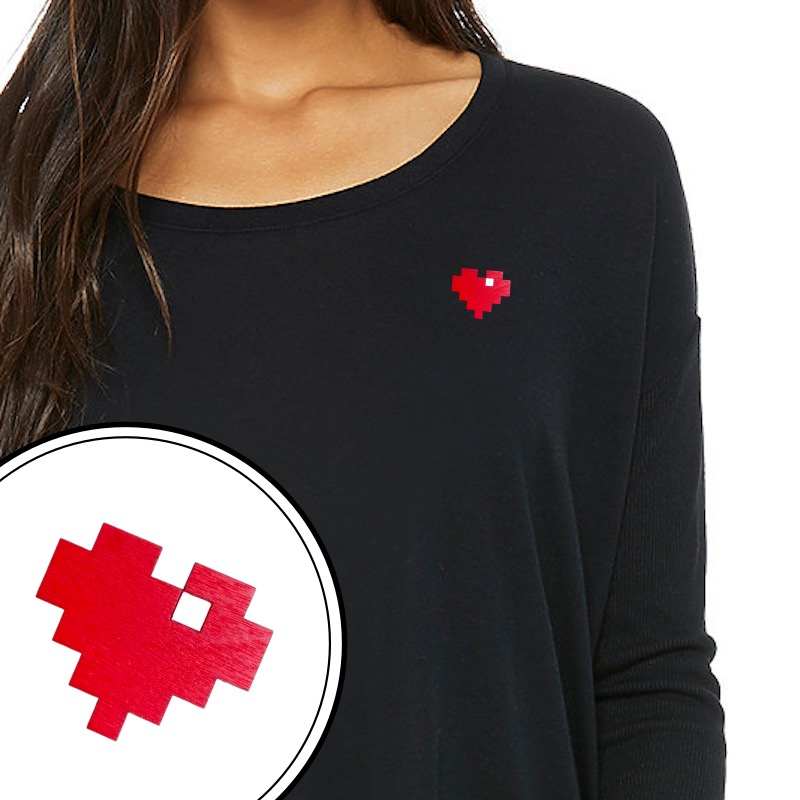 Dřevěná brož - Srdce 