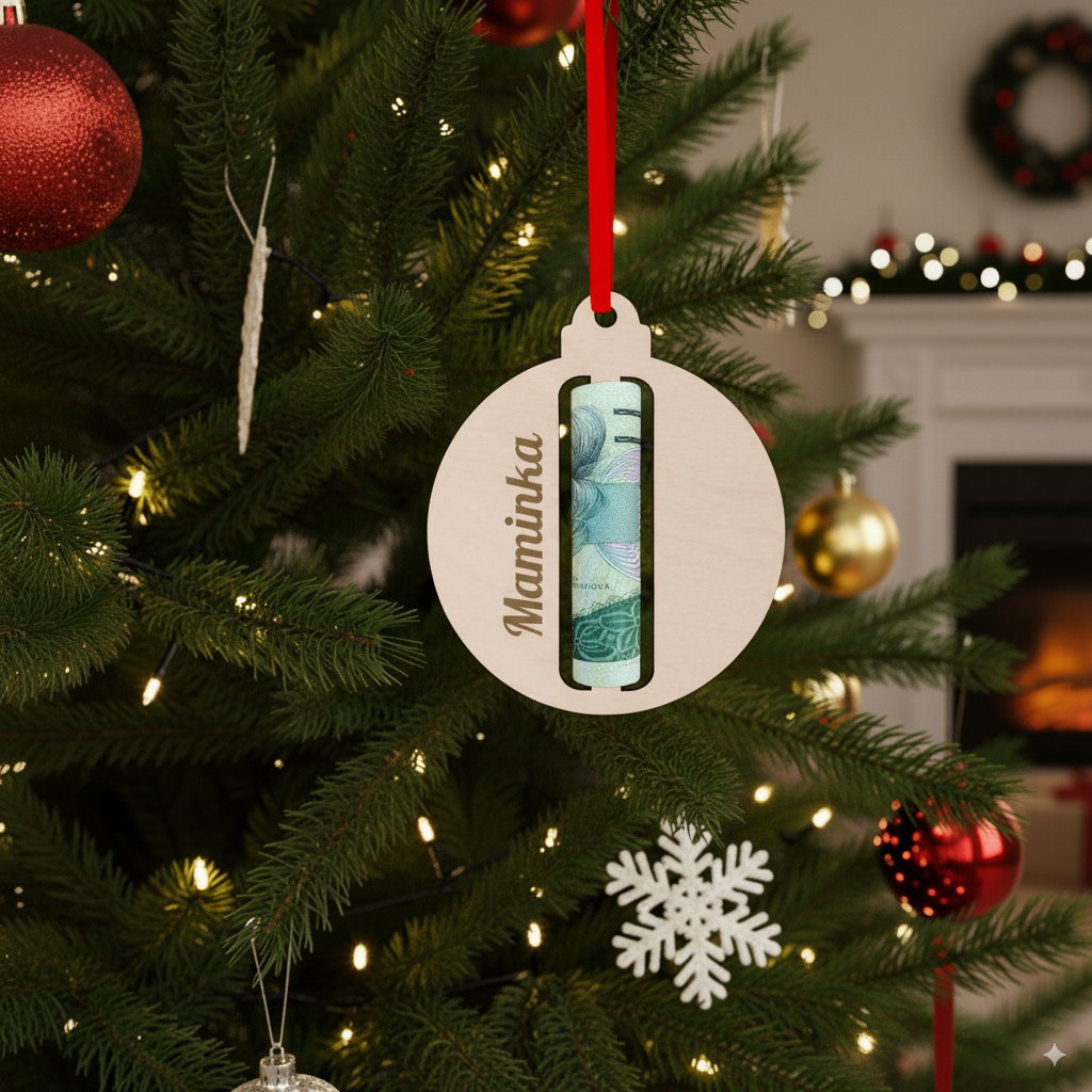 Vánoční ozdoba na peníze se jménem