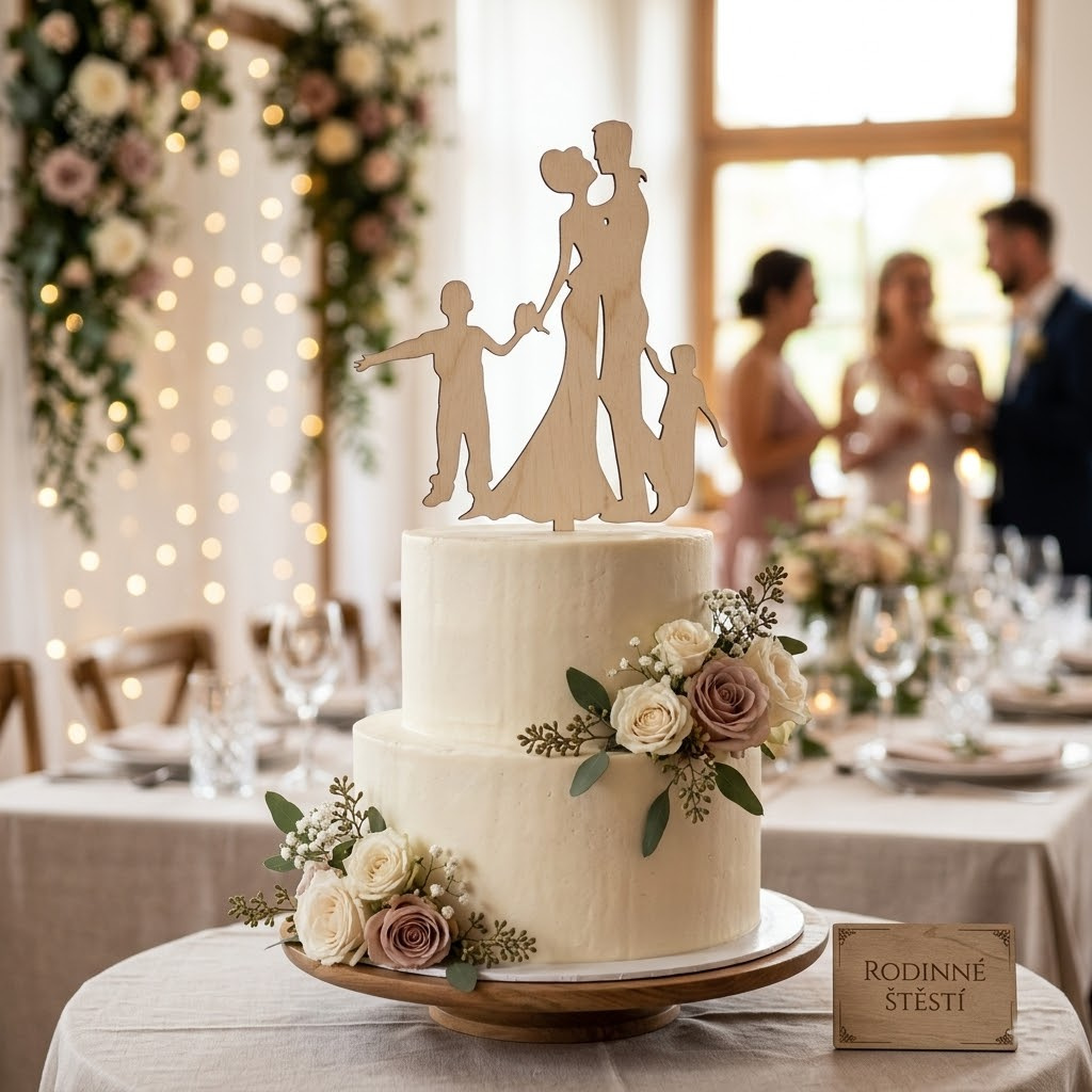 Zápich do dortu - Novomanželé a dvě děti