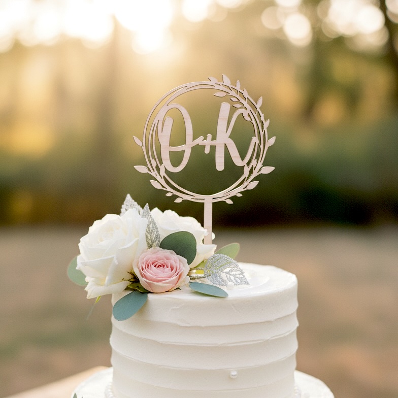 Svatební zápich do dortu s iniciály
