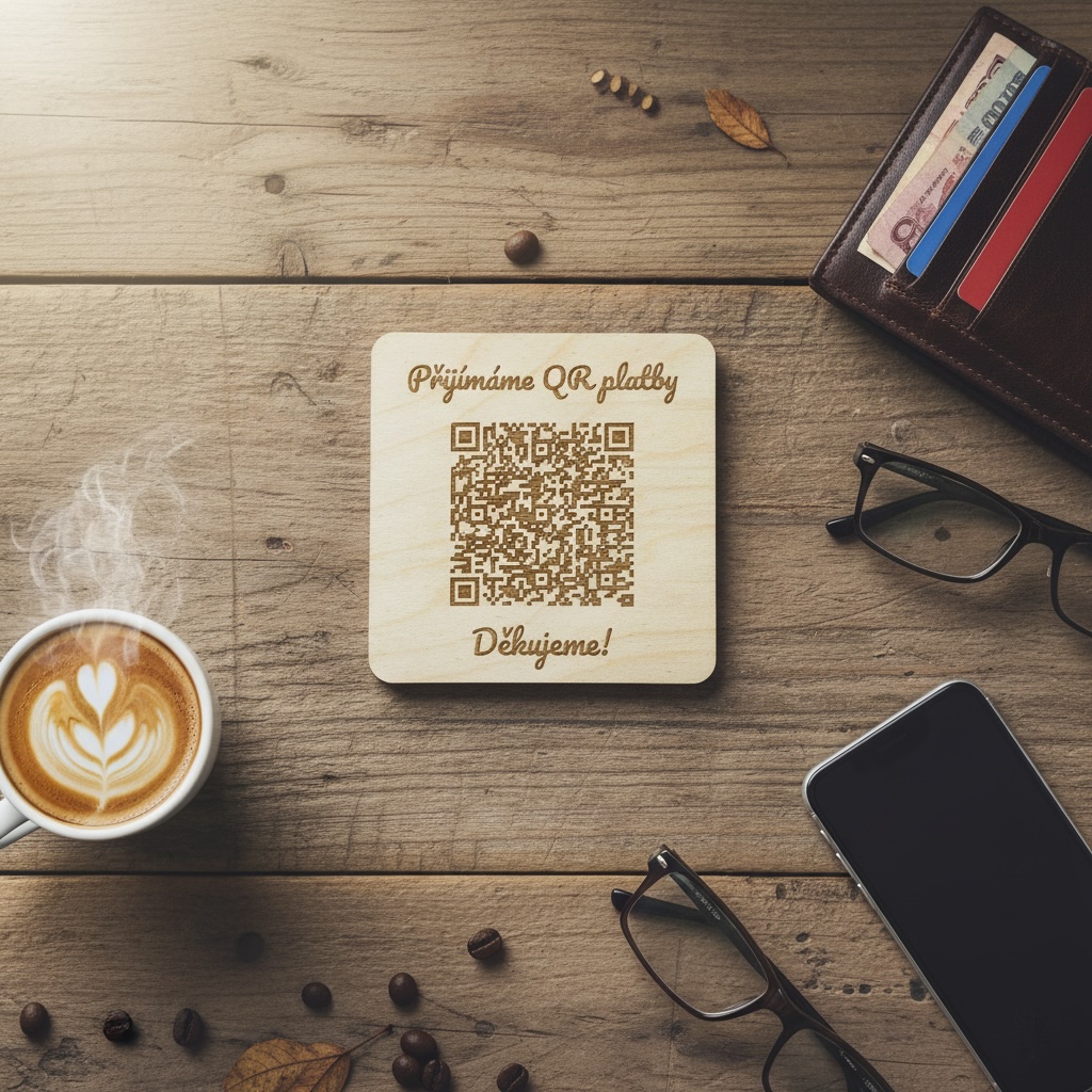 Destička s QR kódem pro přijímání plateb