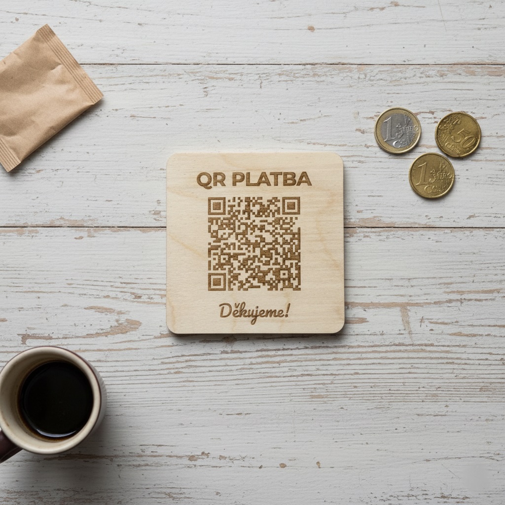 Destička s QR kódem pro přijímání plateb
